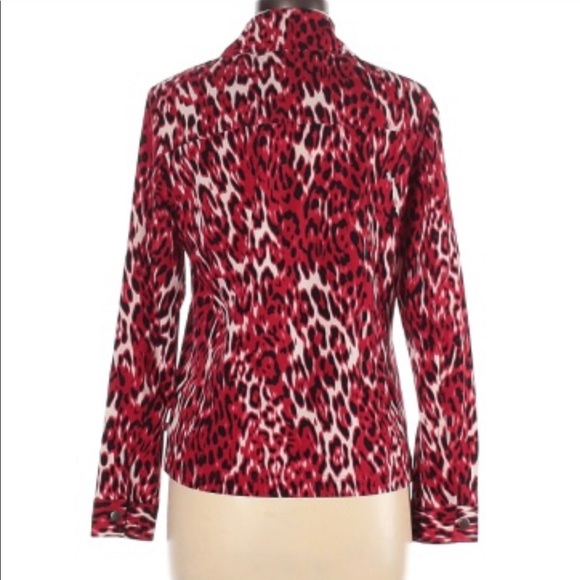 Zenergy by Chico’s Red Animal Print Jacket Full Zip Sz 4 (zenergy Sz 0) - Picture 2 of 8